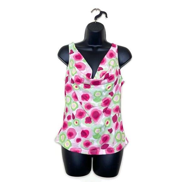 Vintage Tops - Vtg STUDIO Y Women's Sheer Floral‎ Retro Mod Tank Blouse Y2K Babydoll Funky Sz L